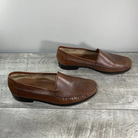 Giorgio Brutini Le Glove Mens Brown Leather Slip Up Loafers Shoes Size 12 Giorgio Brutini Le Glove Loafers Brown Leather Woven Moc Toe  main image 4
